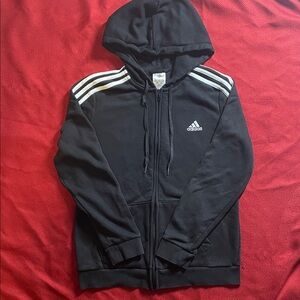 Adidas Black Hoodie with White Stripes